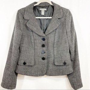 Ann Taylor Womens Size 10 Heathered Gray Career Button Jacket Blazer